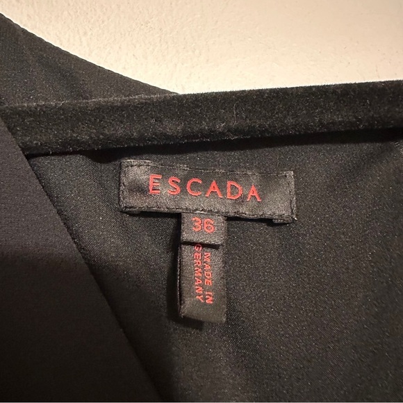 Escada Silk Tie Waist V Neck Cocktail Dress Black size 36 Small - Picture 4 of 7